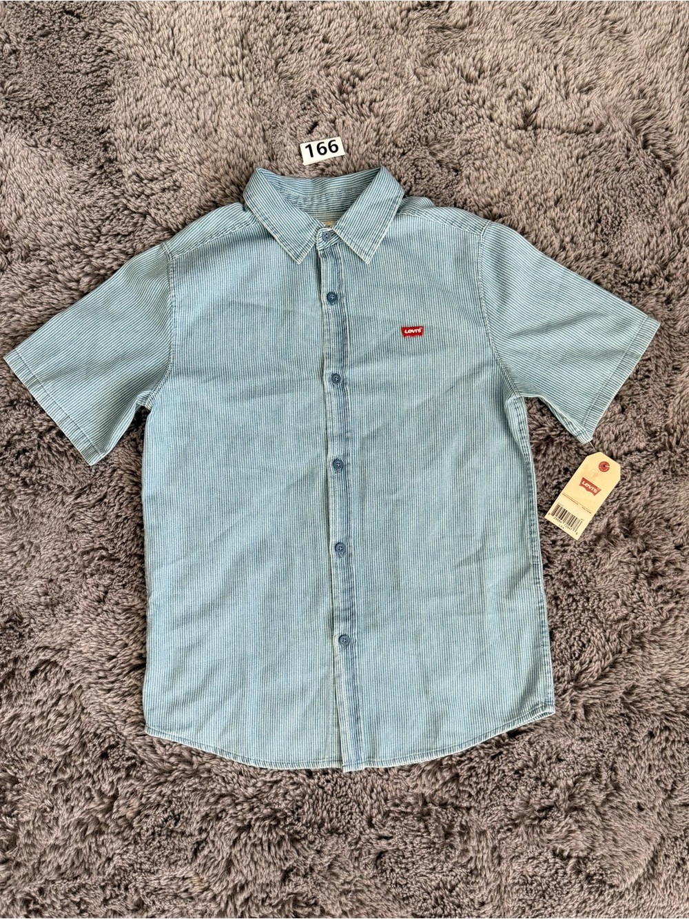 Levi's Boys Light Blue Short Sleeve Button-Down Polo Shirt